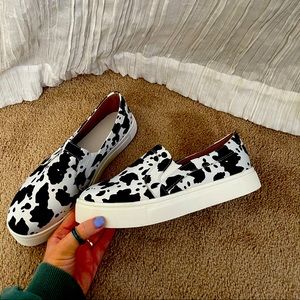 cow print slip on sneaker